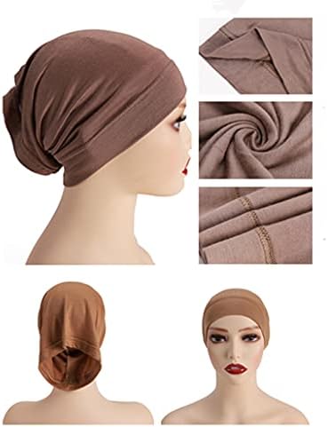 6 Adet İç Başörtüsü Kap Kadınlar için İslam islami türban Eşarp Altında Undercap Yumuşak Jarse Kaput tüp başlık
