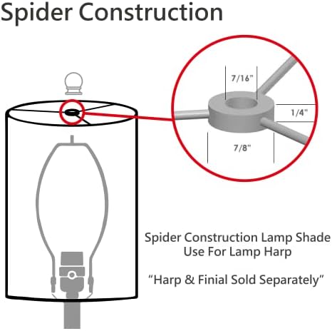 Aspen Creative 31261 Geçiş Tamburu (Silindir) Şekilli Örümcek Konstrüksiyon Abajur Beyaz, 8 genişliğinde (8 x 8 x