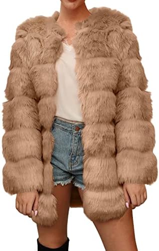 Kadınlar lüks kış sıcak kabarık FauxFur kısa ceket ceket dış giyim bayan kışlık mont