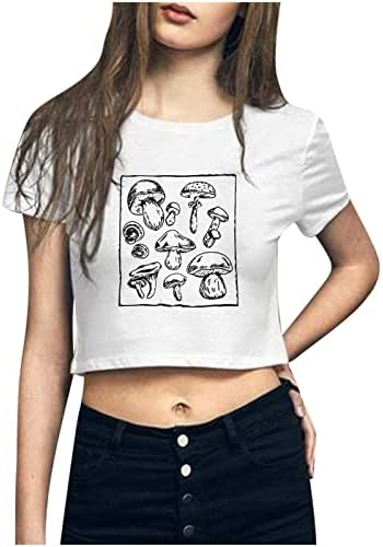 Kadın Moda Kırpma Üstleri Yaz Rahat Kelebek Baskılı Seksi Kısa Kollu Temel T-Shirt Grafik Tees