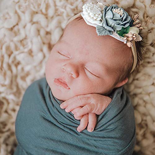 PABOBİT Bebek Kız Çiçek Naylon Kafa Bandı Elastik saç bandı El Yapımı Yay Yenidoğan Bebek Yürüyor 3'lü paket (Çok