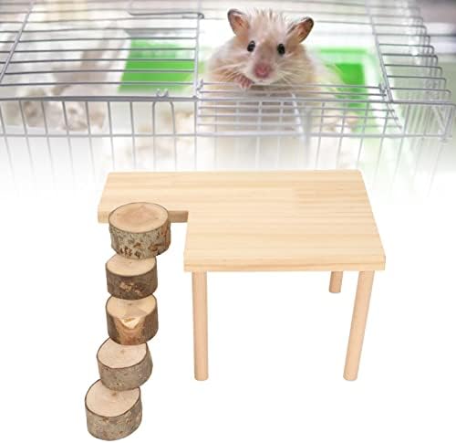 Hamster Standı Platformu, Oyuncaklar Küçük Pet Ahşap Platformu Sütunlar Kemirgen Merdiven Köprü Tırmanma Çiğnemek