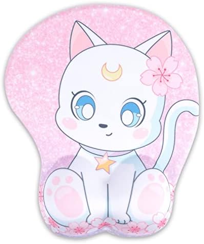 BelugaDesign Kedi Mouse Pad / Sevimli Kawaii Yumuşacık Pembe Beyaz Denizci Pastel Ay Çiçek Sakura Yıldız Pençe Anime