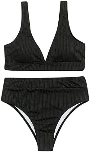 Msaıkrıc Bikini Kadın Mayo Retro Karın Kontrol Mayolar Bayanlar Yüksek Belli Push Up Yüksek Kesim Beachwear Halter