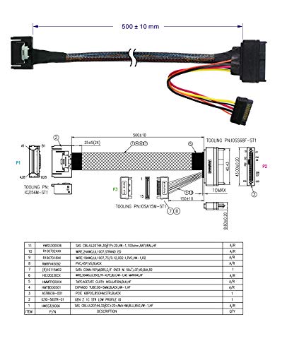 Mikro SATA Kabloları PCIe Gen4 Gen-Z 1C Erkek-U. 2 (SFF-8639) Kablo