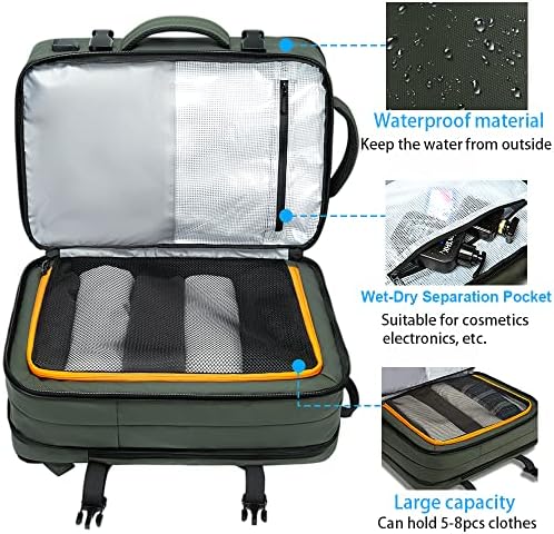 BANGE Genişletilebilir seyahat sırt çantası, 35LCarry Sırt Çantası Kadın Erkek Havayolu Onaylı spor sırt çantası Su