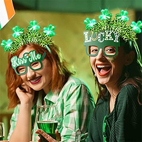 JEAİRTS Aziz patrick Günü Kafa Bandı Led Shamrock saç bandı ışıklı Şanslı Yonca İrlandalı Başlığı Parlayan Şenlikli