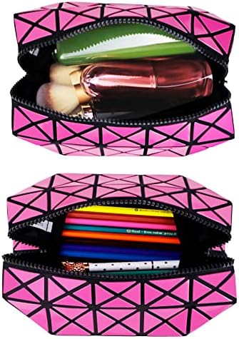 CRİTİVE-SHOP Küçük Makyaj Çantası Çanta Seyahat kozmetik çantası, fermuarlı Kese Katlanır Izgara Küp makyaj çantaları