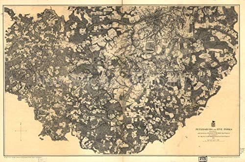 SONSUZ FOTOĞRAFLAR 1867 Harita| Petersburg ve Beş Çatal. 1864-1865 / İç savaş / Beş Çatal Dinwiddie İlçesi|