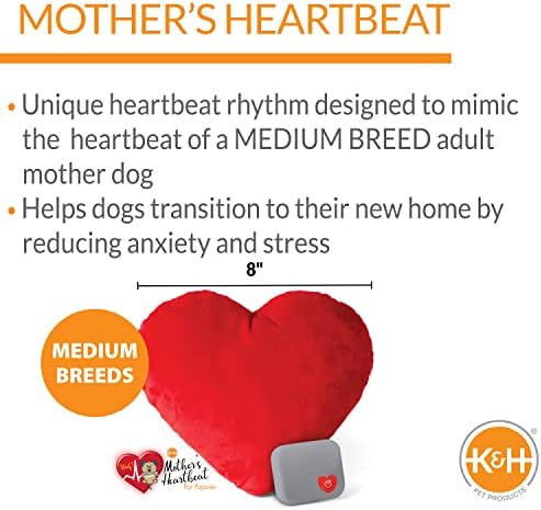 K & H Evcil Hayvan Ürünleri anneler Kalp Atışı Sakinleştirici Köpek Oyuncak Kalp Yastık Kırmızı Orta Cins Kalp Atışı
