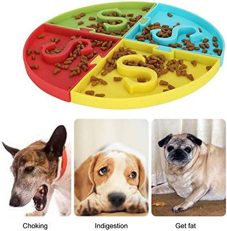 Köpek Yavaş Yeme Besleyici, 4 Renk Ekleme Sağlam Yumuşak ve Güvenli Dayanıklı Pet Yavaş Yeme Kase, gıda Sınıfı Silikon