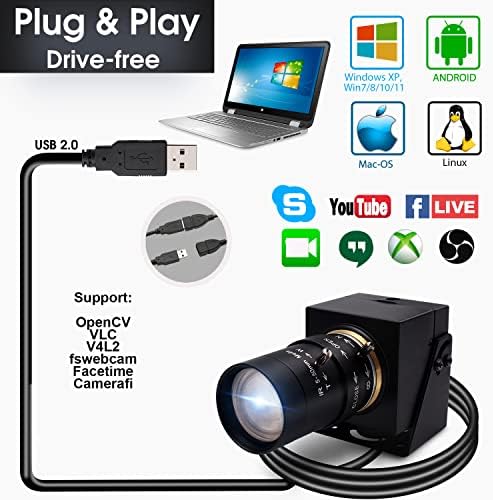 SVPRO 8MP USB Kamera Manuel Odaklama Kamerası Değişken Odaklı 5-50mm CS Dağı Lens-10X Zoom Harici Kamera Dizüstü pc