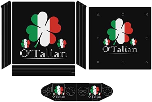 O'talian İrlandalı 4 Yapraklı Yonca İtalyan Bayrağı PVC Yapışkanlı Etiket Cilt Koruyucu Sticker için PS4 Pro / PS4