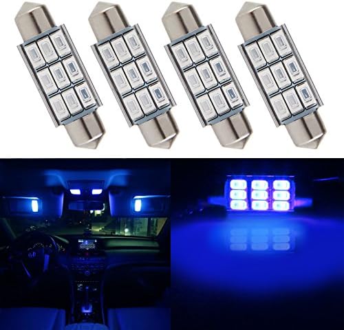 ccıyu 4 Paket Mavi 39MM Epistar 9-5730-SMD LED Ampul 12v Hata Ücretsiz Festoon Dome Harita İç İşık Lambası D6423 6461