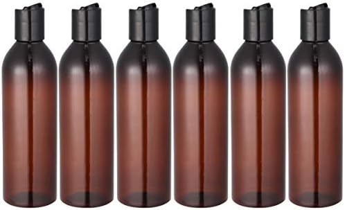 KALLORY 6 Paket 8oz Plastik sos şişeleri Kapaklı Boş Şişeler Şampuan, Losyonlar, Kremler, Kahverengi için Pres Kapaklı