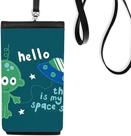 Evren ve uzaylı Merhaba uzaylı telefon cüzdan çanta asılı cep kılıfı siyah cep