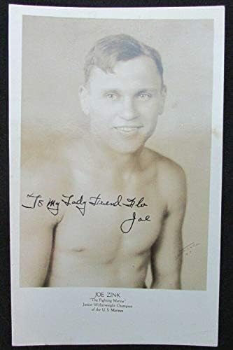Joe Zink Junior Ağır Siklet Boks Şampiyonu 1923-30 5x8 İmzalı Fotoğraf 157067-İmzalı Boks Fotoğrafları