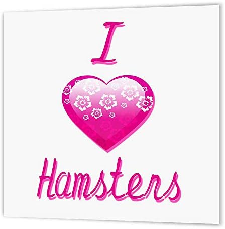 3dRose ht_121581_1 Oldukça Pembe Çiçekli Hamsterleri seviyorum-ısı Transferinde demir, 8'e 8, Beyaz Malzeme için