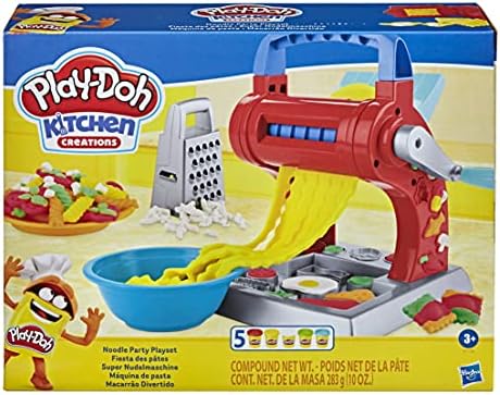 Play-Doh Mutfak Kreasyonları 3 Yaş ve Üstü Çocuklar için 5 Toksik Olmayan Renkle Erişte Partisi Oyun Seti