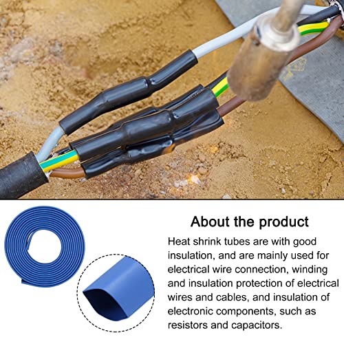 Rebower ısı Shrink boru 2: 1 kablo kılıfı tüp sarma, [Elektrik yalıtım koruması için] - 11mm Çap / 3.3 ft / Mavi