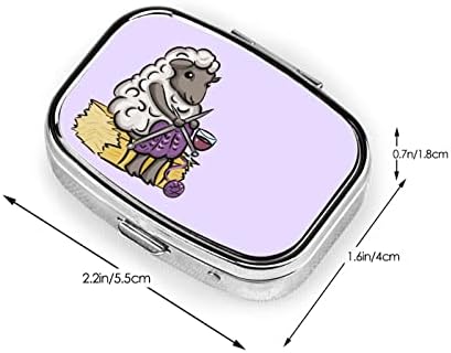 Örgü Koyun Kare Mini Hap Durumda Ayna ile Seyahat Dostu Taşınabilir Kompakt Bölmeleri Hap Kutusu