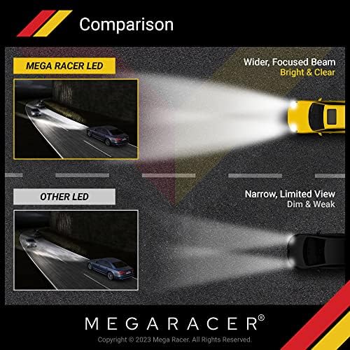 Mega Racer H11/H8/H9 / H16 LED far Ampüller-6000 K elmas beyaz, 12 V 40 W 8000 lümen, Premium kalite LED cips, IP68