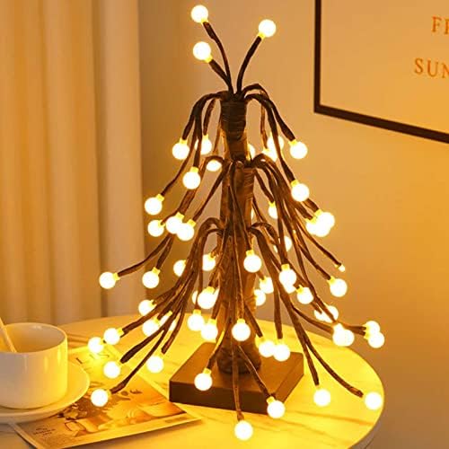 Mini noel ağacı ışık 13.8 inç masa yapay ağaç lamba ayarlanabilir dalları sıcak beyaz LED pil kumandalı ev partisi