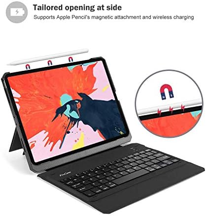 ProCase iPad Pro 11 Klavye Kılıfı 2018, Kickstand ile Ayrılabilir Kablosuz Klavye Kılıfı [Destek Apple Kalem Şarjı]