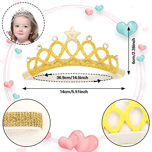 UHOMENY 2 ADET Bebek Taç Kafa Bandı, Bebek Prenses Süper Elastik Kafa Bandı Yumuşak Saç Prenses Taç Kristal Yıldız
