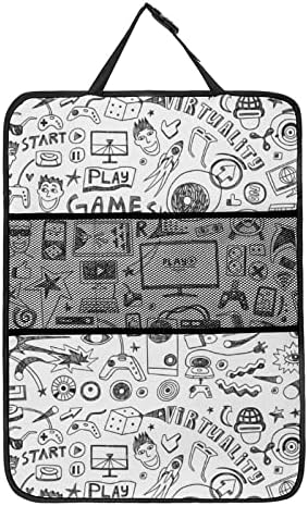 Bilgisayar Oyunları-Doodles Koleksiyonu Araba Kick Mat Koltuk Arka Koruyucu Dayanıklı Arka Koltukta Koruyucu Koltuk