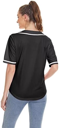 JUNG KOOK Bayan Boş Düz Beyzbol Forması Düğme Aşağı kısa kollu tişört Softbol Forması Aktif Üniforma Siyah Beyaz