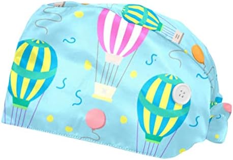 2 Paket Sıcak Hava Balonları Desen çalışma kapağı Düğmeleri ile Kadınlar için/Erkekler Ter Bandı Ayarlanabilir Kravat