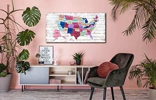 ZHAOSHOP Pembe Duvar Sanatı Yatak Odası için-Amerika Birleşik Devletleri Haritası yatak odası dekoru Kızlar için -