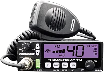 President Electronics THOMAS FCC 40 kanallı AM/FM Radyo, Siyah; 12/24 V, Yukarı / aşağı Kanal Seçici, Ses Ayarı, Manuel