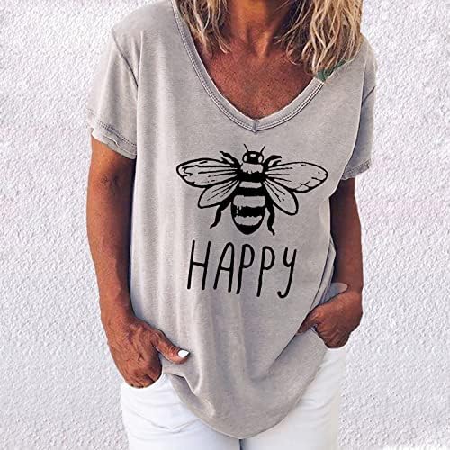 Scoop Boyun Gömlek Kızlar için Yaz Sonbahar Kısa Kollu Baskı Gevşek Fit Mutlu Sevimli Hayvan Üstleri T Shirt Bayan