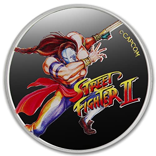 2021 FJ 1 oz Gümüş Fiji Street Fighter II 30. Yıldönümü Vega Renkli Parlak Dolaşımsız (Kapsül içinde) Orijinallik