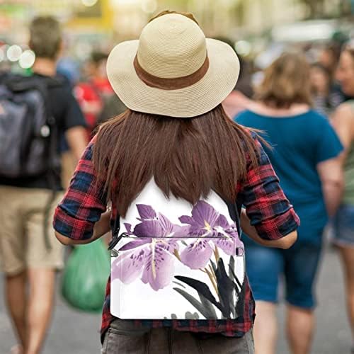 VBFOFBV Sırt Çantası Kadın Sırt Çantası Laptop Sırt Çantası Seyahat Rahat Çanta, Mor Iris Retro Boyama Sanatı