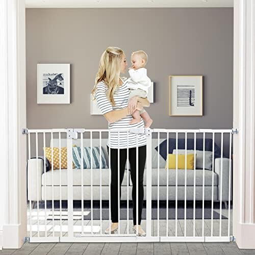 58 İnç Bebek Kapıları Ekstra Geniş - Merdivenler için Bebek Kapıları, Otomatik Kapanmalı Köpek Kapıları, 4 inç, 8