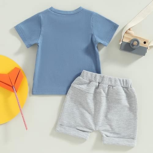 Toddler Erkek bebek yaz giysileri Anneler Günü / Babalar Günü Kıyafet Mektubu kısa kollu tişört Üstleri şort takımı