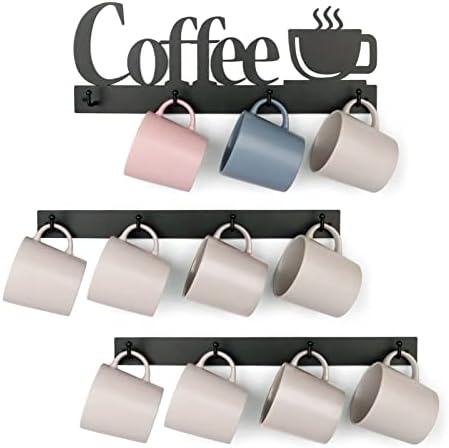 HULİSEN Kahve Kupa duvar rafı, Kahve Fincanı Tutucu Duvara Monte 12 Ağır Kanca ve Metal Kahve İşareti, Paslanmaz çay