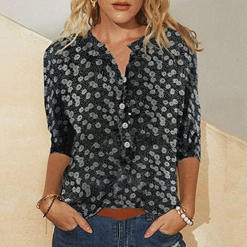 Kadınlar için yaz Üstleri 2023 Kısa Kollu Üstleri Şık Rahat Yaz Grafik Çiçek Baskılı Moda Bluz Tunikler