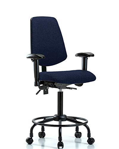LabTech Seating LT42390 Orta Tezgah Sandalye, Kumaş, Orta Sırt Yuvarlak Boru Tabanı-Eğim, Kollar, Tekerlekler, Gri