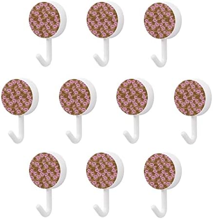 Çörek Çikolata Yapışkanlı Kanca Seti 10 Yuvarlak Plastik Kanca Çivi Olmadan Duvar Kanca Mutfak Banyo Ev Ofis için
