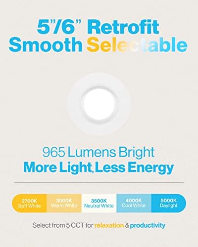 Sunco LED Gömme Aydınlatma 6 inç, 16 Paket Seçilebilir 2700K/3000K/3500K/4000K/5000K 50.000 Saat Kullanım Ömrü, Kısılabilir