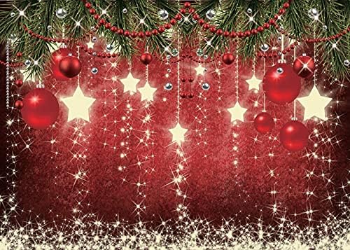 CHAİYA 8X6ft Kırmızı Noel Zemin Köpüklü Yıldız Noel Arka Planında Fotoğraf için Işıltılı Yıldız Çocuklar Noel Zemin