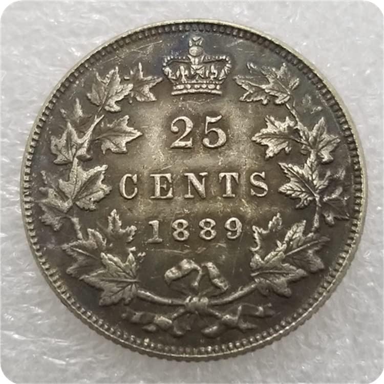 Antika El Sanatları Kanada 1875, 1880, 1889, 1893 Kanada 25 Sent Gümüş Dolar