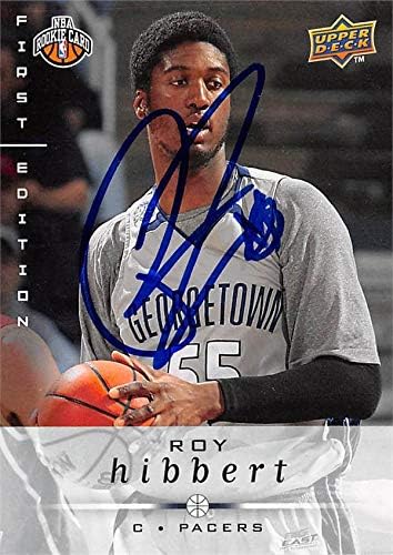 Roy Hibbert imzalı Basketbol Kartı (Georgetown Hoyas) 2008 Üst Güverte Birinci Baskı 233 - İmzalı Kolej Basketbolları