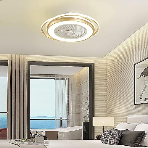 BAICAOLIAN Modern yatak odası dekoru altın 65W Led ışıklı tavan fanı lamba avize yemek odası düşük profilli tavan