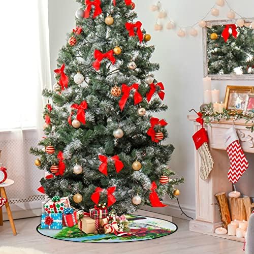 visesunny Noel Ağacı Mat Tavuskuşu ile Çin Gül Ağacı Standı Mat Zemin Koruyucu Emici Ağacı Standı Tepsi Mat Mevsimsel