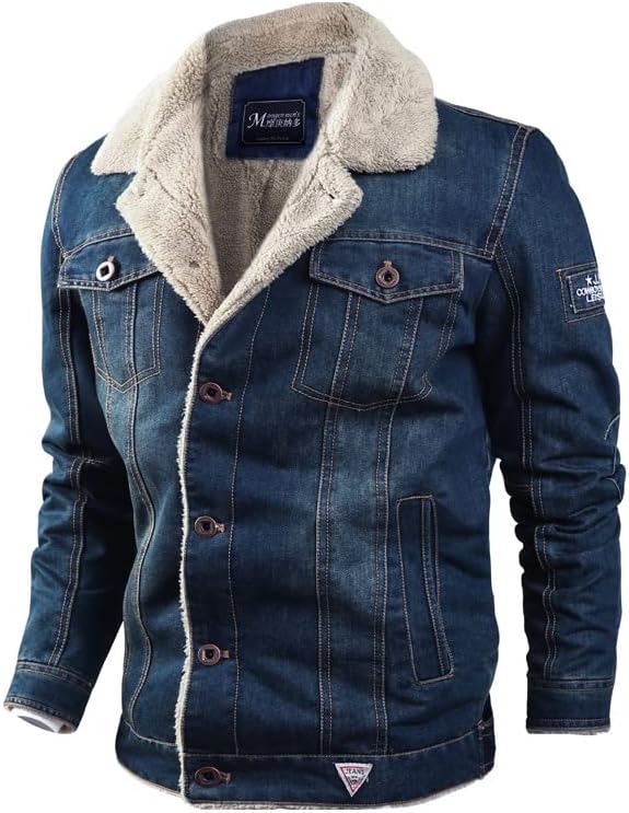 Denim Ceket Moda Polar sıcak Denim Ceketler Erkek Rüzgarlık Kovboy Bombacı Palto